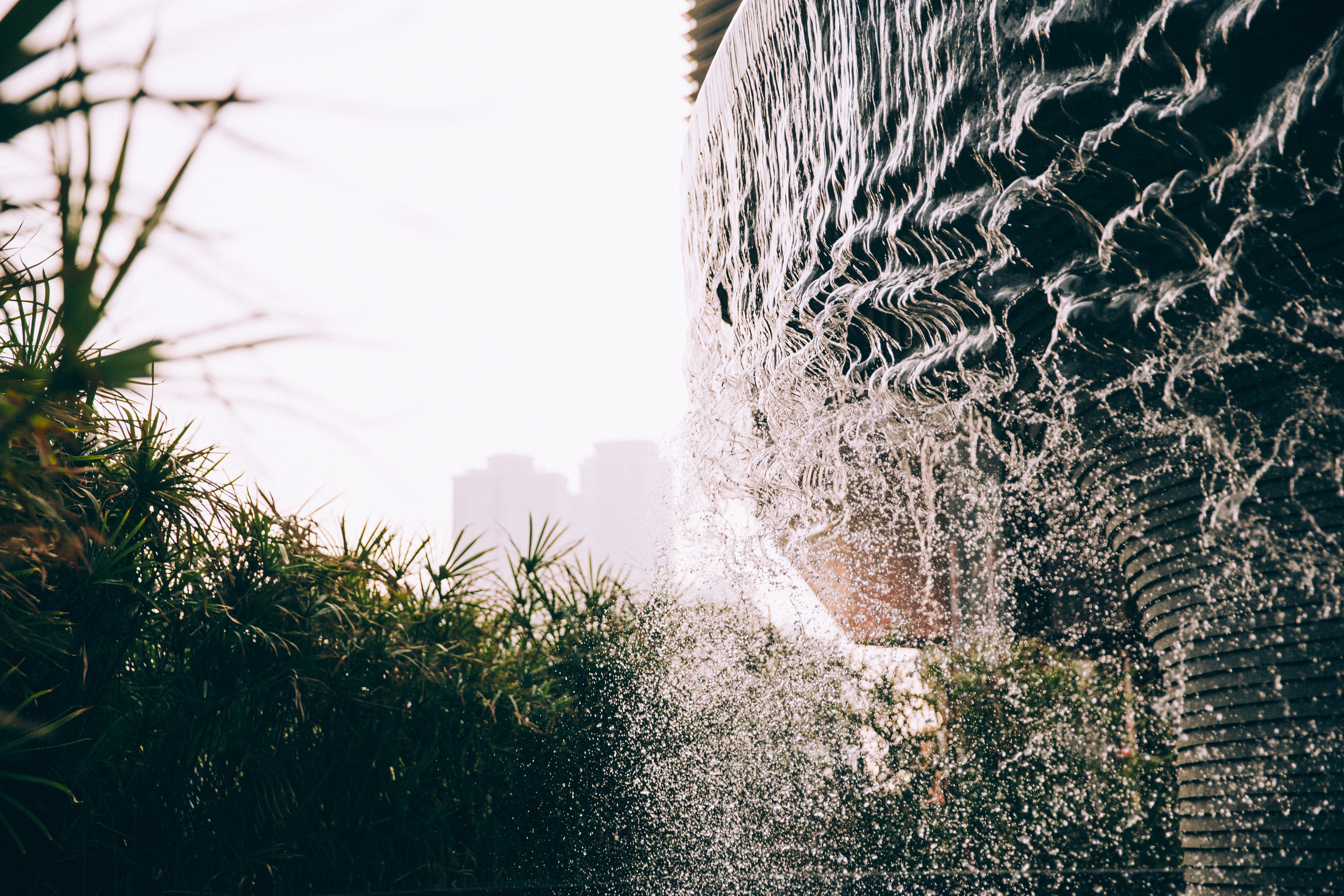 Natural Action Water ripples down fountain Structured Water